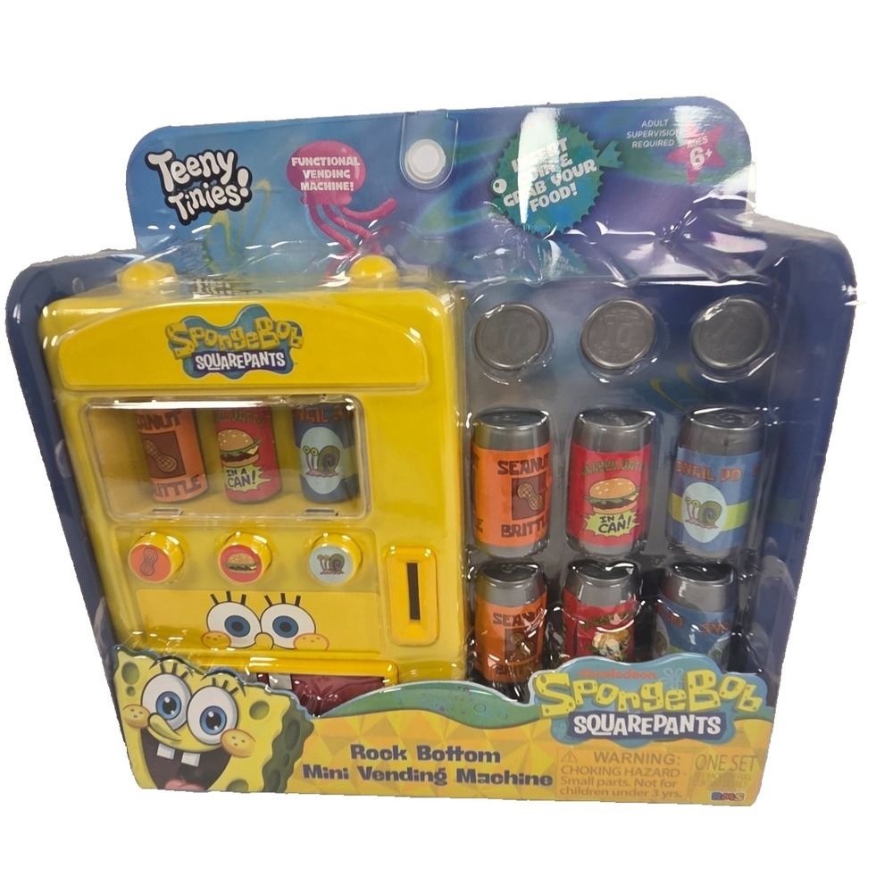Teeny Tinies SpongeBob Mini Vending Machine Kids OS Yellow New Rock Bottom Toy